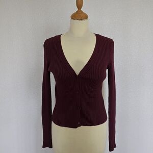 NWT H&M Deep Red V-Neck Cardigan